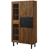 MASSIVMOEBEL24.DE Vitrine Sheesham 100x40x190 natur unbehandelt LICHTENBERG #106