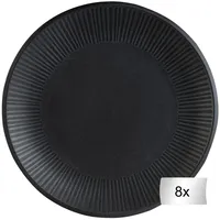 Home4You Speiseteller 8er Set, Schwarz matt - Steingut -