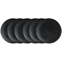 Home4You Dessertteller 6er Set, Schwarz matt - Steingut -