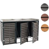 Mendler 3er Mülltonnenverkleidung HWC-K14, Mülltonnenbox mit Pflanzkasten, 124x200x84cm WPC
