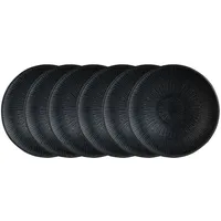 Home4You Suppenteller 6er Set, Schwarz matt - Steingut -