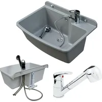 QLS Ausgussbecken Waschbecken Spülbecken mit Armatur Waschtrog Draußen Garten