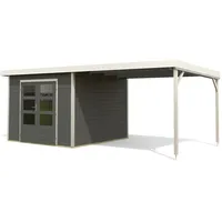 Karibu Metall-Holzgartenhaus Hybridhaus Pluto B inkl. 3m Schleppdach -