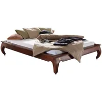 Massivmoebel24 Bett Akazie 200x200x42 nougat lackiert OPIUM 265