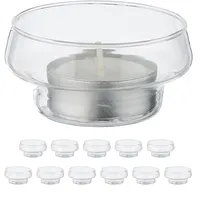 Relaxdays Teelichthalter schwimmend, 12er Set, Glas, Tischdeko Hochzeit, Pool