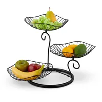 Relaxdays Etagere, 3 stöckig, Metall, HBT: 34x49x31,5 cm, Lotusblatt-Design,
