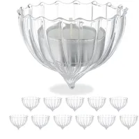 Relaxdays Teelichthalter schwimmend, 12er Set, Glas, Wasserdeko Hochzeit, Pool