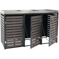 MCW 3er Mülltonnenverkleidung MCW-K14, Mülltonnenbox mit Pflanzkasten, 124x200x84cm WPC