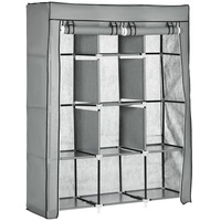 Homcom Stoffschrank, Kleiderschrank mit Kleiderstangen, 8 Ebenen, Faltschrank, Faltbare