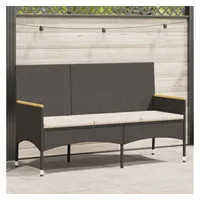 VidaXL Gartenbank 3-Sitzer mit Kissen Schwarz Poly Rattan