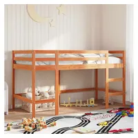 VidaXL Kinderhochbett mit Leiter Wachsbraun 80x200cm Massivholz Kiefer