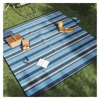 VidaXL Picknickdecke Faltbar Blau und Weiß Gestreift 200 x