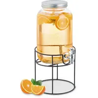 Relaxdays Getränkespender mit Ständer, Zapfhahn & Deckel, 3,3 Liter,
