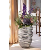 Dekoleidenschaft großer Übertopf Waves 61 cm hoch, silber, Antik