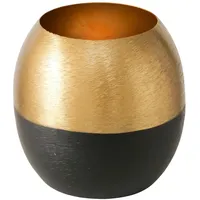 Boltze Teelichthalter Anelo (Leuchter Schwarz & Gold, Lackierter Eisen,