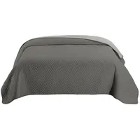 Wometo Tagesdecke 170x210 OEKO-TEX - grau hellgrau Microfaser-Bezug wattiert