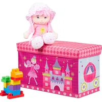 Relaxdays Sitztruhe 10025726_765 Prinzessin Stoff 60,5 cm