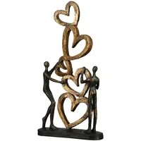 Gilde Casablanca Skulptur Herz auf Herz" Poly bronzefarbene Figuren
