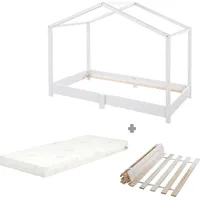 Roba Hausbett 70 x 140 cm Massivholz weiß lackiert