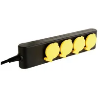 Perel Steckdosenleiste 1,5 m Schwarz/Gelb 4 St.