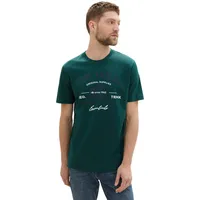 Tom Tailor Herren T-Shirt mit Logo-Print aus Baumwolle, Deep