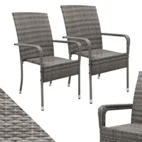 Juskys Yoro Rattanstuhl Grau meliert 2 St.