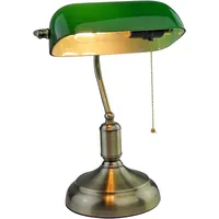 V-Tac Bankerlampe Glas verstellbar Tischleuchte Retro grün Schreibtischleuchte Zugschalter,