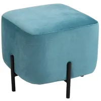 Homcom Fußhocker Polyester Stahl Schaumstoff Türkis 44,5 x 44,5