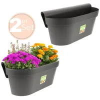 GarPet 2x Geländerkasten Balkon mit Wasserspeicher Blumentopf Zaun Blumenkasten