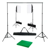 VidaXL Fotostudio Set mit Softbox-Leuchten Hintergrund Studioset Komplettset Hintergrundsystem