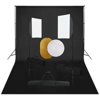 VidaXL Fotostudio-Set mit Softboxen, Hintergrundsystem und Reflektor