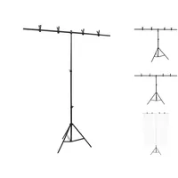 VidaXL Hintergrundständer T-Form Schwarz 151x60x(70-200) cm