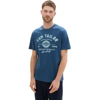 Tom Tailor Herren T-Shirt mit Logo-Print aus Baumwolle, nighttime