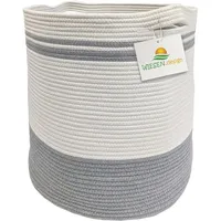 Wiesen.design Korb Ben Ø41xH46 cm Grau/Weiß/61 L, Aufbewahrungskorb geflochten