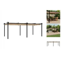 VidaXL Gartenpavillon, mit Ausziehbarem Dach, Taupe 3x6 m Aluminium