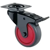 BS Rollen Lenkrolle m.Festst.D.50mm Trgf.50kg m.Platte m.Festst.Gum.grau BS Rollen