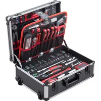 Meister Craft Werkzeugtrolley 156-tlg. mit Rollen schwarz/silber