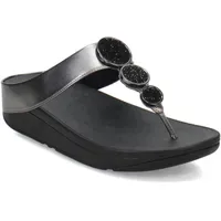FitFlop Halo Bead-Circle Metallic Toe-Post Pantolette Silber 39