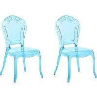 Beliani Esszimmerstuhl 2er Set Blau/Transparent Kunststoff Schick