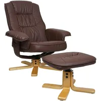Mendler Relaxsessel M56, Fernsehsessel TV-Sessel mit Hocker Kunstleder Eukalyptus