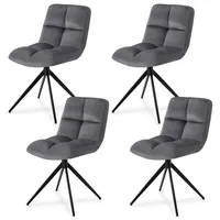 Juskys Drehstuhl Dallas 4er Set - Dunkelgrau
