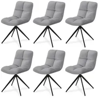 Juskys Drehstuhl Dallas 6er Set - Hellgrau
