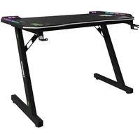 Minecraft Gamingtisch Schwarz - Metallgestell - mit LED-RGB-Beleuchtung
