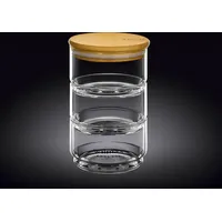 Wilmax england Vorratsglas, 3-Tiered Vorratsglas – Thermo-Glas mit Bambusdeckel,