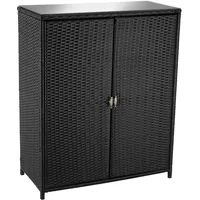 Tectake GmbH Rattan Gartenschrank Monza, Aluminiumgestell, 4 Fächer