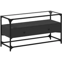 VidaXL TV-Schrank mit Glasplatte Schwarz 98x35x51 cm Holzwerkstoff