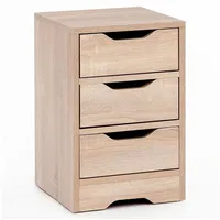 FineBuy Nachtkonsole 31x49x31 cm Matt mit 3 Schubladen, Nachtkommode