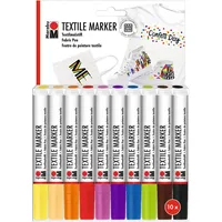 Marabu Textile Marker, 10er Set Textilstifte für helle Stoffe,