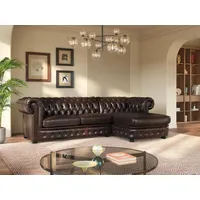 Vente-unique Chesterfield Ecksofa - Ecke Rechs - Büffelleder -