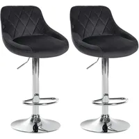 CLP 2er Set Barhocker Lazio Samt dunkelgrau/chrom